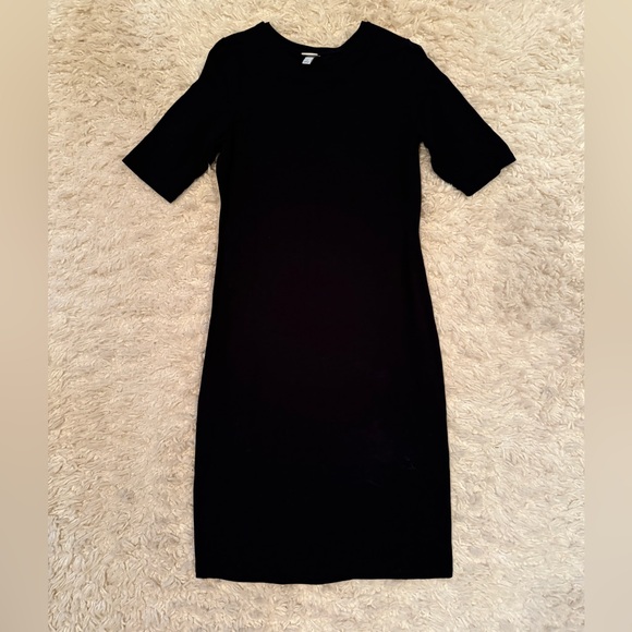 A New Day Black Sheath Midi Dress Short Sleeve Crew Neck - Picture 1 of 5